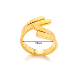 Anello geometrico aperto in acciaio inossidabile 18K minimalista con diametro di 20mm