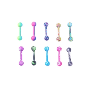 Set of 10 colorful stainless steel water-ripple lacquer body piercing studs for ears