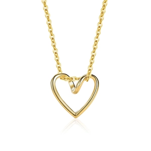 Elegant 925 sterling silver gold twisted heart pendant necklace with thin O-chain
