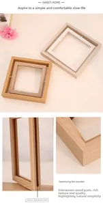 Detail of wooden rotating photo frame showing the side slot for easy photo insertion