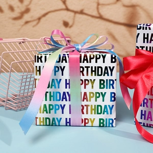 Holographic Rainbow Gift Wrapping Paper Roll For Birthday Party Valentine Decorative Laser Coated Paper Stars Dots Patterns