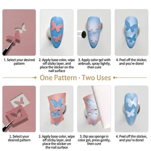 Pochoirs papillons évidés pour nail art, pour l'aérographe et le tamponnage à l'éponge