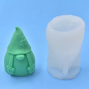 Macro detail of gnome silicone mold showing clover hat texture and braided beard finish