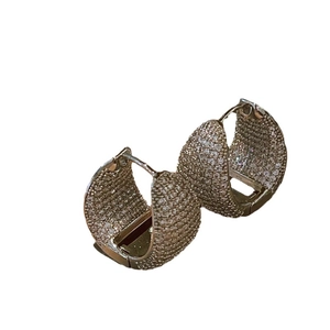 Luxury pave zircon hoop earrings with a modern U-shaped design for women's jewelry