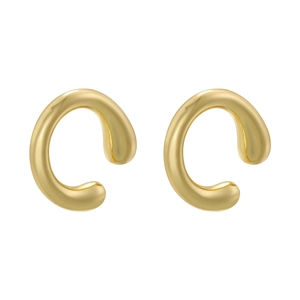 Polished 18K gold-plated C-shaped ear cuffs with a minimalist irregular design