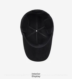 Detail view of the warm interior lining and foldable ear flaps on this winter baseball cap