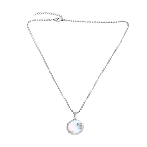 Minimalist vintage opal necklace with cat ear pendant and sparkling crystals on chain