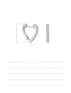 Macro detail of S925 sterling silver stamp and heart earring measurements and weight