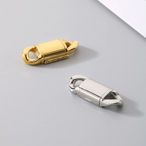 Polished gold and silver foldover clasps for stainless steel jewelry making and repair