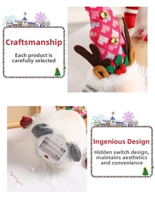 Detail view of the Christmas gnome base featuring the battery compartment and power switch