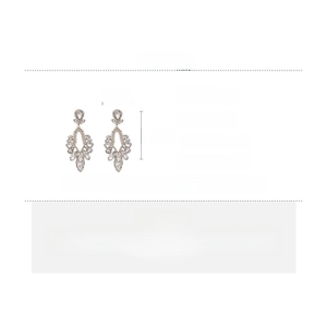 Size specifications for luxury teardrop earrings with crystals and silver needle studs