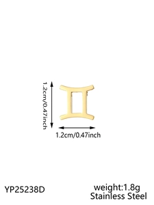 Detail view of 1.2cm stainless steel Gemini pendant with size and weight specifications
