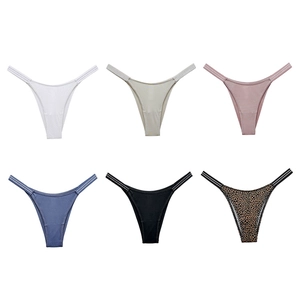 Women ice silk sexy low-waist V-cut hip lifting sports panties in six assorted colors