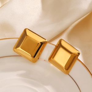 Elegant Square Stud Earrings Stainless Steel Mirror Polished Minimalist Geometric Fashion Jewelry For Women Trendy Party Accessories