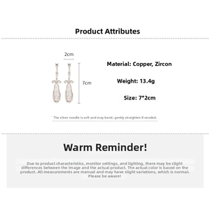 Bowknot drop earrings featuring champagne gold copper, zircon stones, size 7x2cm