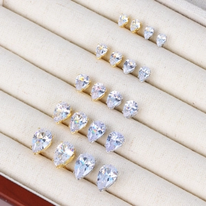 Elegant Pear Cut Water Drop Zirconia Stud Earrings Copper Base Minimalist Jewelry For Women Vintage Style
