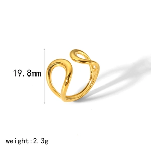 Bague ajustable minimaliste en acier inoxydable plaqué or 18k avec hauteur 19,8mm