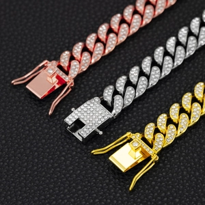 Detailed comparison of 13mm Cuban link chains in rose gold, silver, and gold finishes