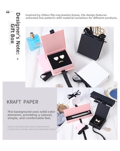 Ribbon flap jewelry gift boxes in pink, black and white for rings and bracelets