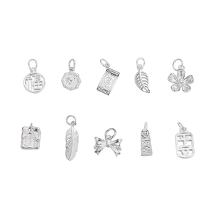 Set of 10 925 sterling silver DIY charms with flower heart and traditional motifs