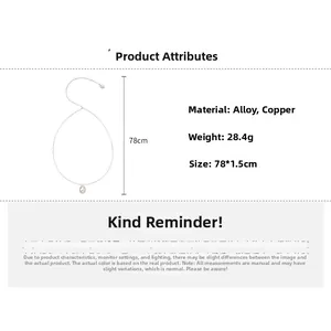 Detailed view of silver teardrop pendant necklace with dimensions 78cm length and 1.5cm width