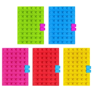 Mini silicone block notebooks in five bright colors with 3D stud texture and creative buckle