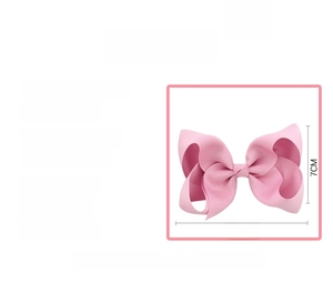 Detail showing 4-inch pink grosgrain ribbon bow hair clip specifications for kids