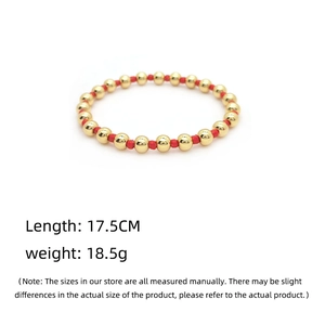 Detail showing 18K gold beads and red beads beaded bracelet, length 17.5cm, weight 18.5g