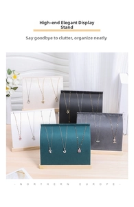 Velvet necklace display stands with wooden bases in five colors for jewelry storage