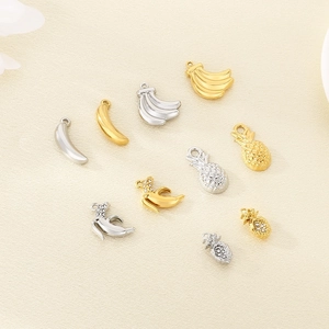 Fashion stainless steel fruit pendants with banana and pineapple designs for DIY jewelry