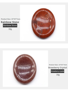 Detailed view of polished oval worry stones measuring 35x45x7mm weighing 18g for massage