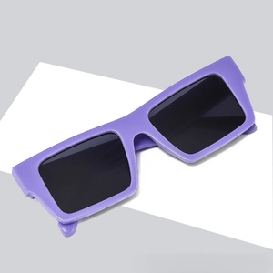 Modern purple square frame sunglasses with black lenses for outdoor fashion style