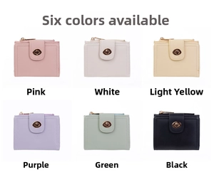 Minimalist short folded wallets for women in six colors with metal locks and zippers