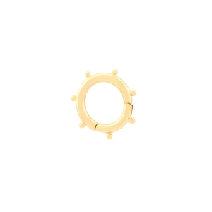 Detailed view of a gold nautical ship wheel spring clasp connector for jewelry DIY