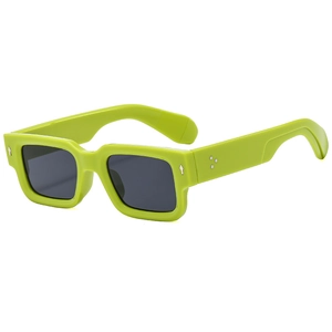 Lunettes de soleil rectangulaires rétro avec monture vert fluo et verres gris UV