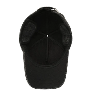 Winter plaid baseball cap for men featuring fold-down ear flaps and cozy fleece lining
