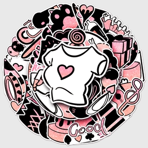 Cartoon Pink Black Party Graffiti Stickers Waterproof PVC Glitter Decoration For Water Bottle Laptop Luggage DIY Hand-Drawn Decals