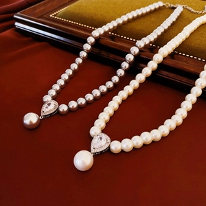 Collier Künstliche Perles Pendentif Goutte Rétro Élégant Cuivre Zircon Goutte Eau Chaîne Pour Femmes Style Luxe Léger
