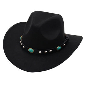 Cappello da cowboy in feltro nero con fascia in turchese e borchie per bambini e genitori