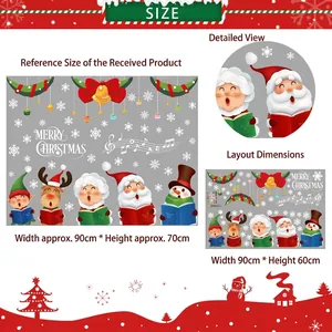 Détails des dimensions pour stickers de Noël avec Père Noël, renne et bonhomme de neige