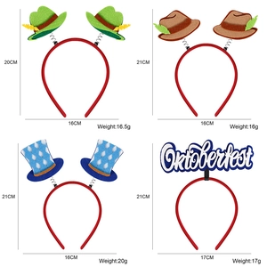 Oktoberfest party headbands featuring German hats and blue white diamond felt decorations