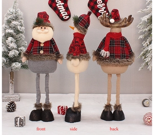 Three-view display showing front side and back of 80cm plush Santa and snowman dolls