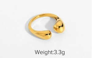 Bague épaisse en acier inoxydable plaqué or de 3,3 g avec une finition polie lisse