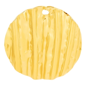 Minimalist 304 stainless steel gold round pendant with irregular hammered texture finish