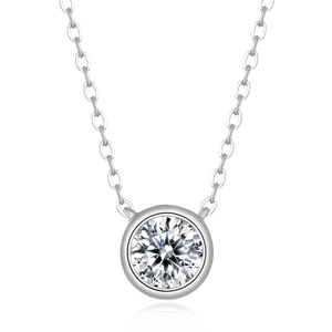 Collana in argento S925 con pendente a bolla rotonda e pietra dal taglio brillante