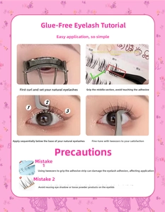 Schritt-für-Schritt-Anleitung zum Anbringen selbstklebender Kamelien-Wimpern mit Zubehör