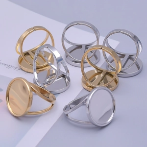 Adjustable stainless steel ring bases for DIY jewelry in gold and silver plating