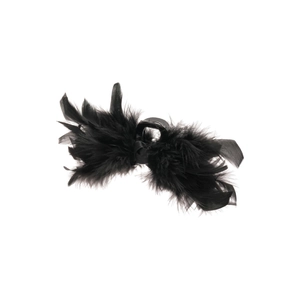 Elegant black feather hair claw clip with acrylic crystal accents for women's hair styling