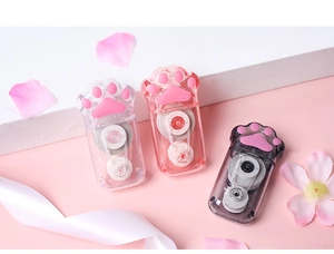 Drei Korrekturbänder im Katzenpfoten-Design in Pink, Schwarz und Klar mit Glitzer-Finish