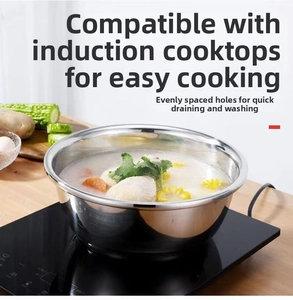 Polished stainless steel bowl used on induction cooker for versatile kitchen cooking